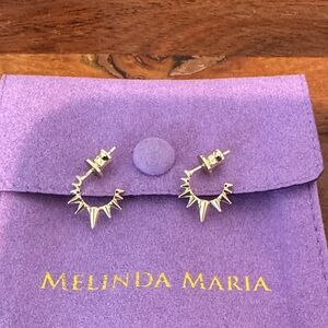 Melinda Maria Gold Gabriella Small Spike Hoop Earrings New with Pouch